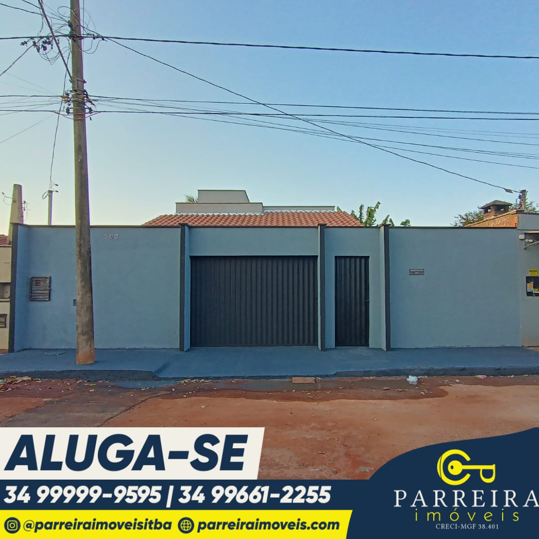 Aluga-se casa, na Rua Cícero Freitas Barros no  Bairro Bela Vista em Ituiutaba-MG.